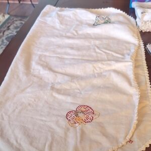 Embroidered Cream Table Runner